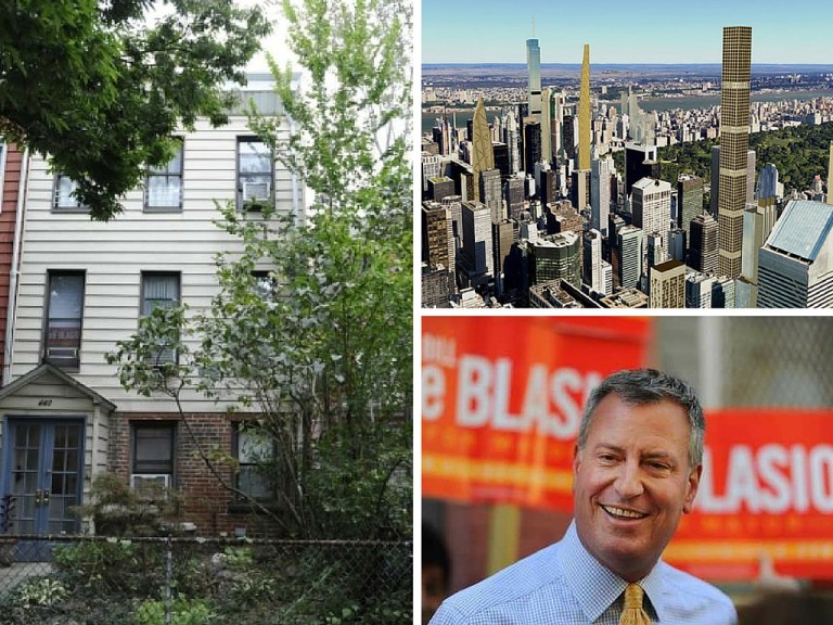 Mayor Bill De Blasio (lower right) is pushing us all into hyper-density, despite living in human-scaled Grace Mansion and formerly living in human-scaled Park Slope. 